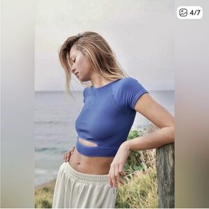 Free People Movement Cut It Out Short Sleeve Cropped Purple/Lavender. Size XL